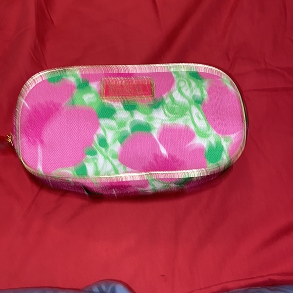 Nwot Lilly Pulitzer Make Up Bag Estee Lauder Pink and Green floral - Picture 2 of 9